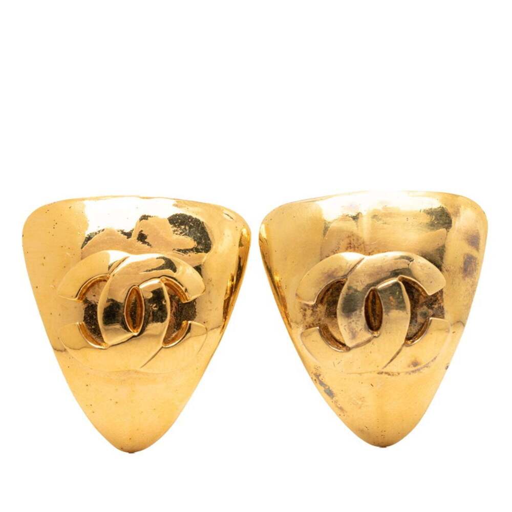 CHANEL Gold Logo Earrings - Picture 1 of 3